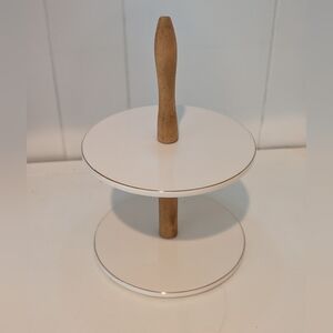 Two-Tier White and Wood Stand